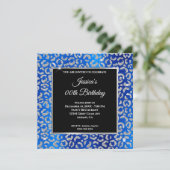 Silver Glitter Leopard Royal Blue Folie Birthday Kaart (Staand voorkant)