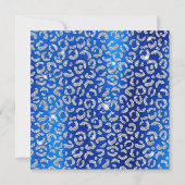 Silver Glitter Leopard Royal Blue Folie Birthday Kaart (Achterkant)