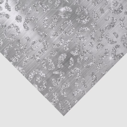 Silver Glitter Leopard Spots Metallic Animal Tissuepapier (Detail)