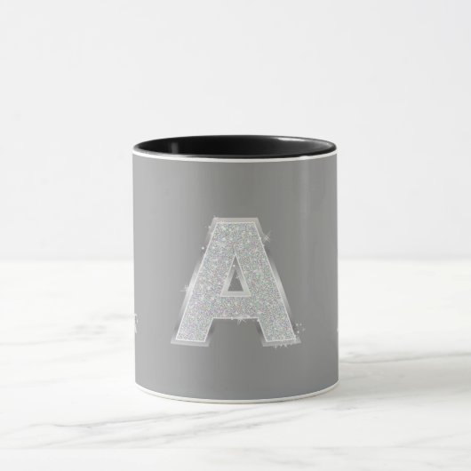 Silver Glitter Letter A Mok (Midden)