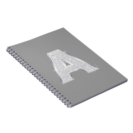 Silver Glitter Letter A Notitieboek (Rechterzijde)