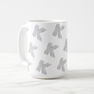 Silver Glitter letter K Koffiemok