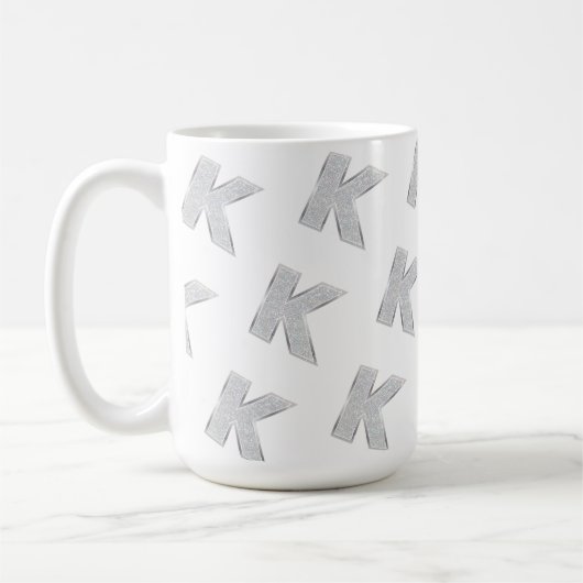 Silver Glitter letter K Koffiemok (Links)