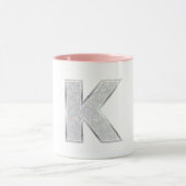 Silver Glitter letter K Mok (Midden)