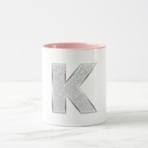Silver Glitter letter K Mok