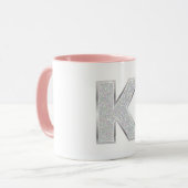 Silver Glitter letter K Mok (Voorkant links)