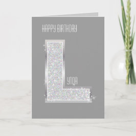 Silver Glitter Letter L Kaart