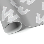 Silver Glitter Letter W Cadeaupapier (Rol Hoek)