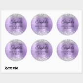 Silver Glitter Licht Paarse Folie 21e Verjaardag Ronde Sticker (Vel)