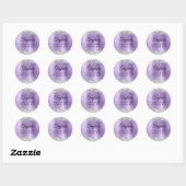 Silver Glitter Licht Paarse Folie Afstuderen Ronde Sticker (Vel)