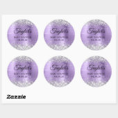 Silver Glitter Licht Paarse Folie Baby shower Ronde Sticker (Vel)