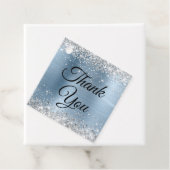Silver Glitter Lichtblauwe Folie Dank u Bedankjes Labels (In situ)