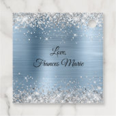 Silver Glitter Lichtblauwe Folie Dank u Bedankjes Labels (Achterkant)