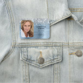 Silver Glitter Lichtblauwe Folie Logo en foto Naamplaatje (In situ)