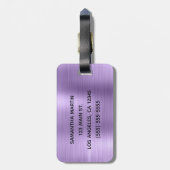 Silver Glitter Lichte Paarse Folie Bagagelabel (Achterkant verticaal)