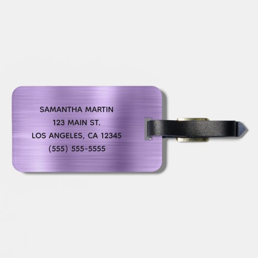 Silver Glitter Lichte Paarse Folie Bagagelabel (Achterkant horizontaal)