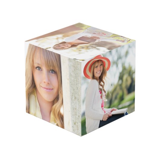 Silver Glitter Lichtroze Folie Mis XV Años Foto Kubus (Achter hoekig)