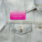 Silver Glitter Light and Hot Pink Ombre Naamplaatje (In situ)