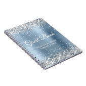 Silver Glitter Light Blue Baby shower Guestbook Notitieboek (Rechterzijde)