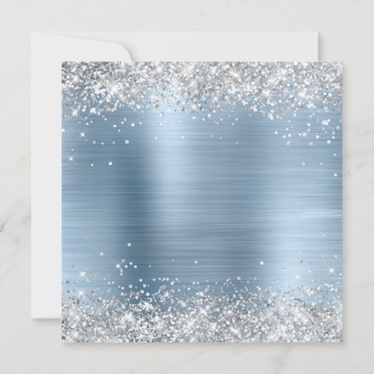 Silver Glitter Light Blue Folie 40th Birthday Kaart (Achterkant)