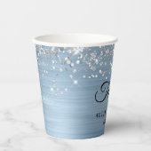 Silver Glitter Light Blue Folie 40th Birthday Papieren Bekers (Voorkant)