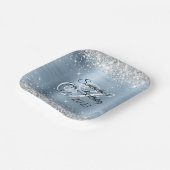 Silver Glitter Light Blue Folie 40th Birthday Papieren Bordje (Gebogen)