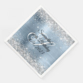 Silver Glitter Light Blue Folie 40th Birthday Servet (Hoek)