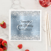Silver Glitter Light Blue Folie 40th Birthday Servet (Insitu)
