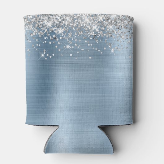 Silver Glitter Light Blue Folie 50th Birthday Blikjeskoeler (Achterkant)