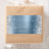 Silver Glitter Light Blue Folie Etiket (Insitu)