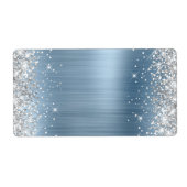 Silver Glitter Light Blue Folie Etiket (Voorkant)