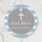 Silver Glitter Light Blue Stripes First Community Bedankjes Labels (Achterkant)