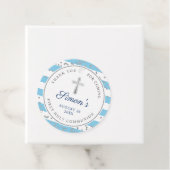 Silver Glitter Light Blue Stripes First Community Bedankjes Labels (In situ)