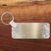 Silver Glitter Light Gold Folie Fancy Monogram Sleutelhanger (Achterkant)