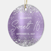 Silver Glitter Light Paars Fancy Sweet 16 Foto Keramisch Ornament (Links)