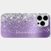 Silver Glitter Light Paars Glam Girly Signature Case-Mate iPhone Case (Achterkant (horizontaal))