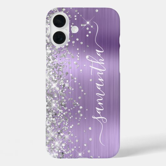Silver Glitter Light Paarse Metallic Girly Case-Mate iPhone Case (Achterkant)