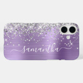Silver Glitter Light Paarse Metallic Girly Case-Mate iPhone Case (Achterkant (horizontaal))