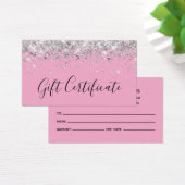 Silver Glitter Light Pink Gift Certificaat Visitekaartje (Bureau)