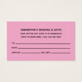 Silver Glitter Light Pink Gift Certificaat Visitekaartje (Achterkant)