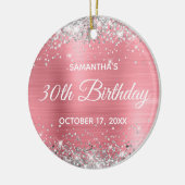 Silver Glitter Light Roze Folie 30th Birthday Keramisch Ornament (Links)
