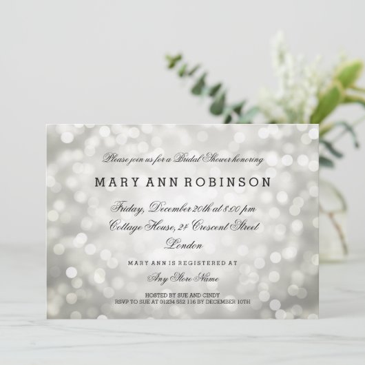 Silver Glitter Lights Elegant Vrijgezellenfeest Kaart (Staand voorkant)