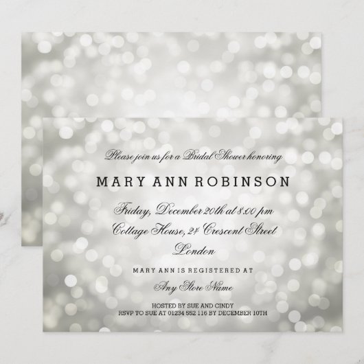 Silver Glitter Lights Elegant Vrijgezellenfeest Kaart (Voorkant / Achterkant)