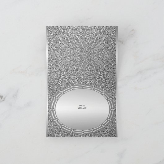 Silver Glitter Lijst bedankje Bedankkaart (Binnen)