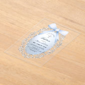 Silver Glitter Lijst Blue Bow doop Acryl Uitnodigingen (Laagn)