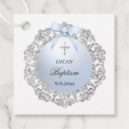 Silver Glitter Lijst Blue Bow doop Bedankjes Labels
