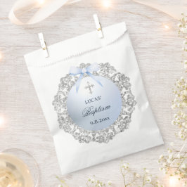 Silver Glitter Lijst Blue Bow doop Bedankzakje
