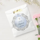 Silver Glitter Lijst Blue Bow doop Bedankzakje (Gezegeld)