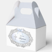 Silver Glitter Lijst Blue Bow doop Big Gable Bedankdoosjes (Voorkant)