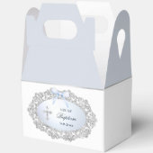 Silver Glitter Lijst Blue Bow doop Big Gable Bedankdoosjes (Open)